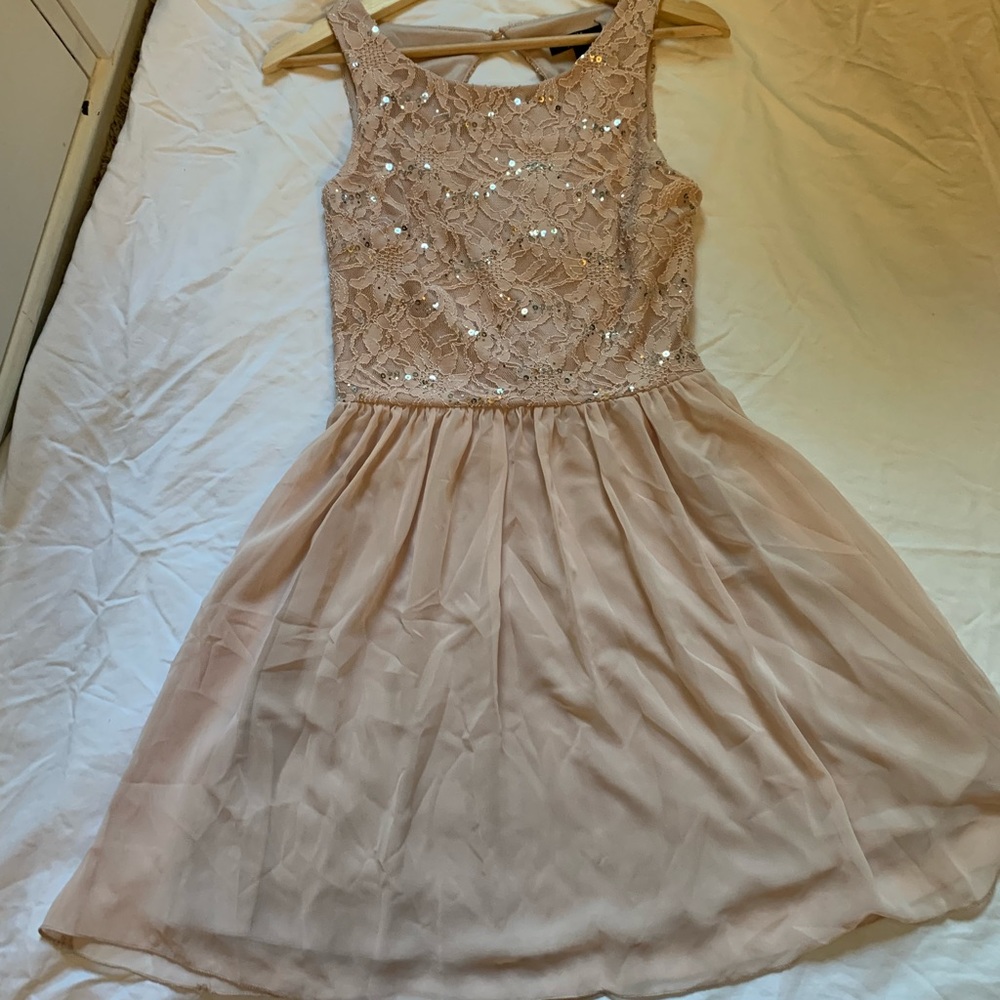 Speechless, A-Line, Size 7, Ballet Pink, Embroidery
